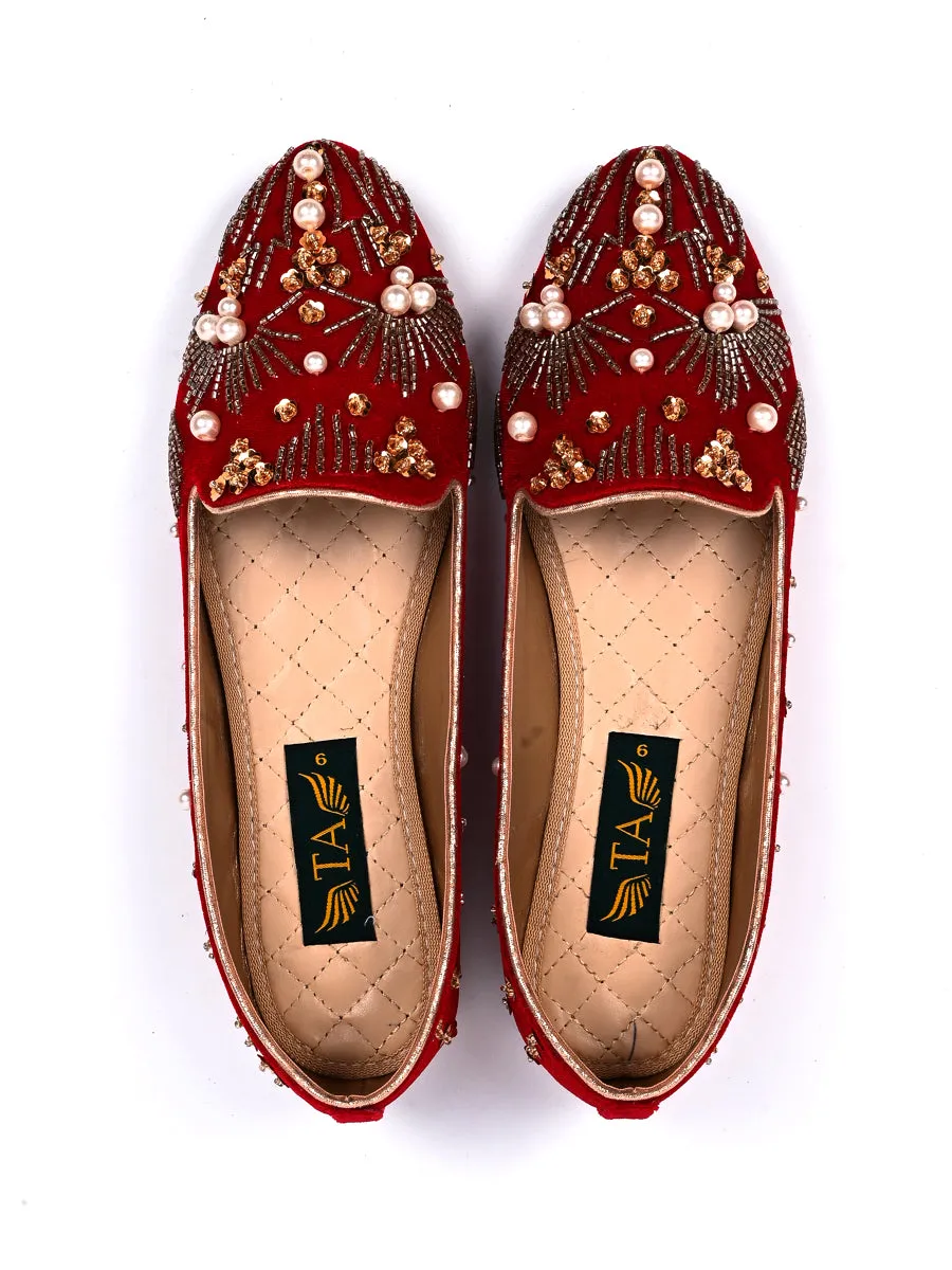 Red Fancy Velvet Pumps