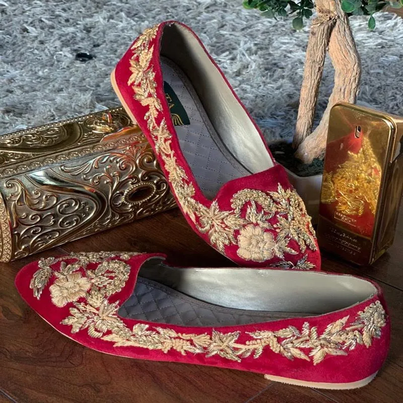 Red Fancy Winter Pumps