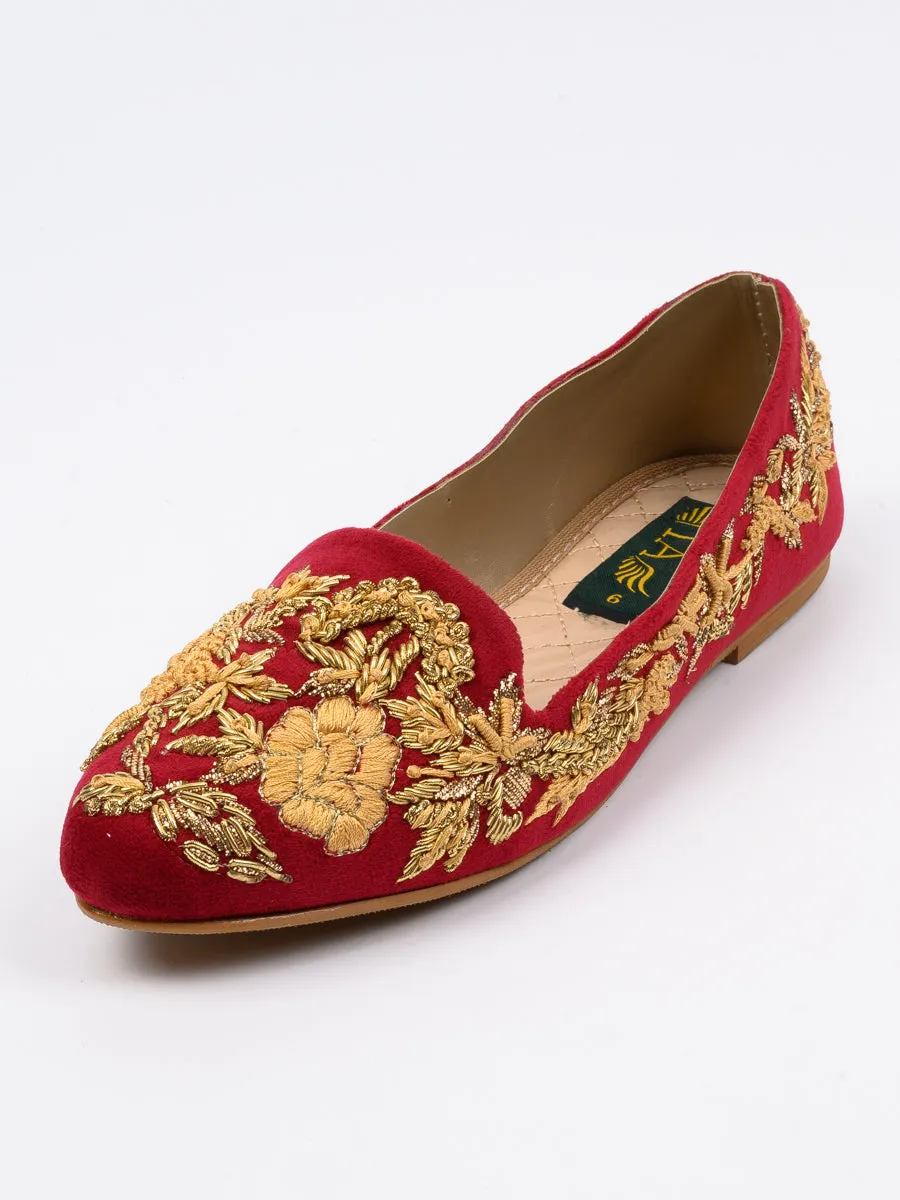 Red Fancy Winter Pumps