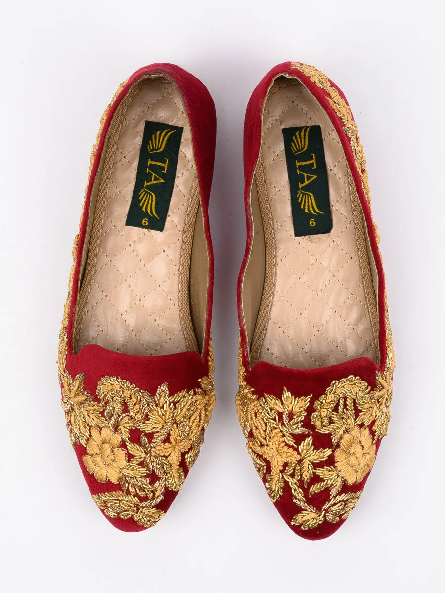 Red Fancy Winter Pumps