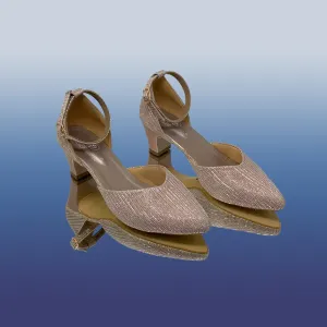 Rose Gold Block Heels with Ankle Strap