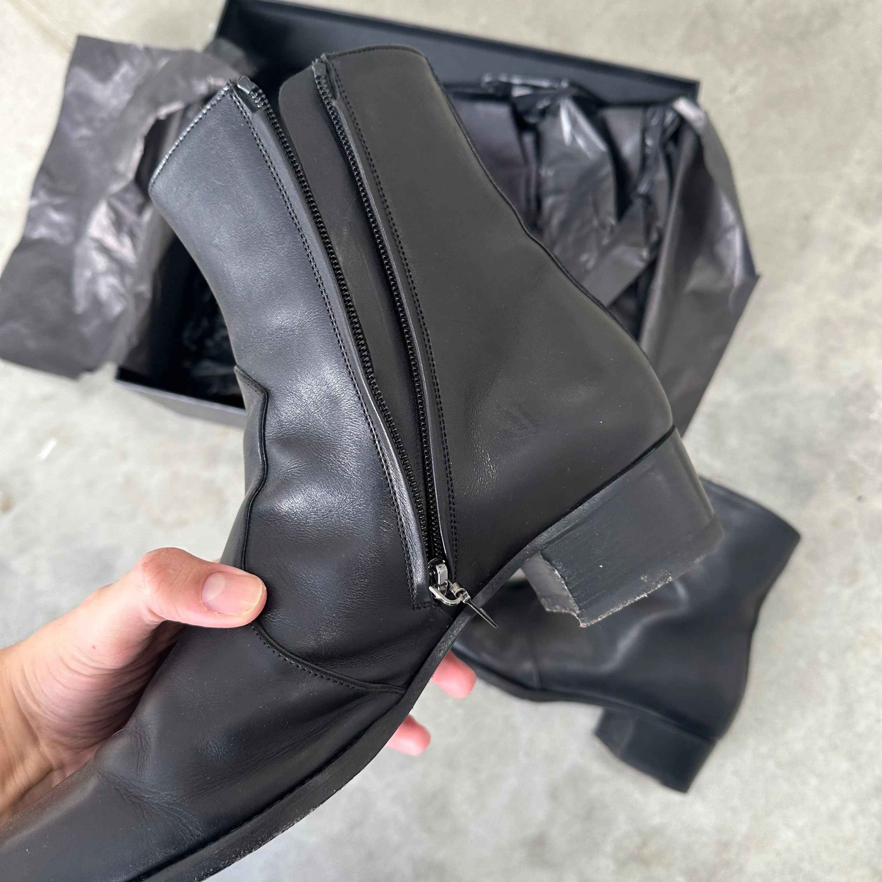 Saint Laurent Wyatt Black Zip Boots (US12)