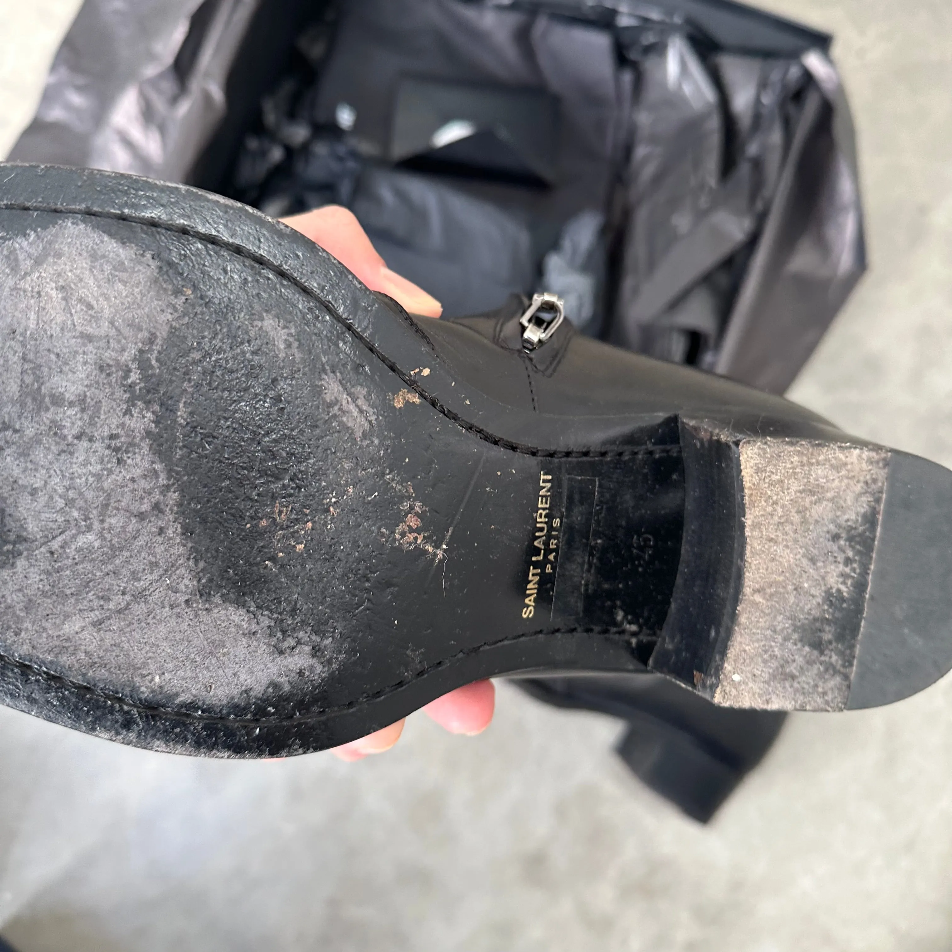 Saint Laurent Wyatt Black Zip Boots (US12)
