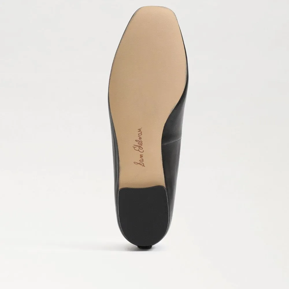 Sam Edelman Meadow Black Leather Slip On Squared Toe Bow Detailed Ballet Flats