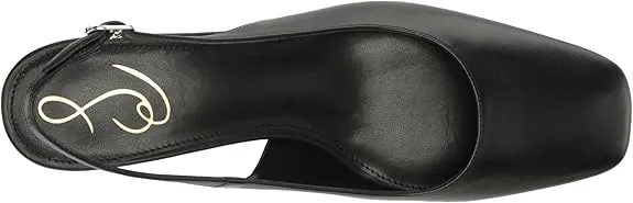 Sam Edelman Terra Black Leather Gem Slingback Strap Square Toe Block Heeled Pumps