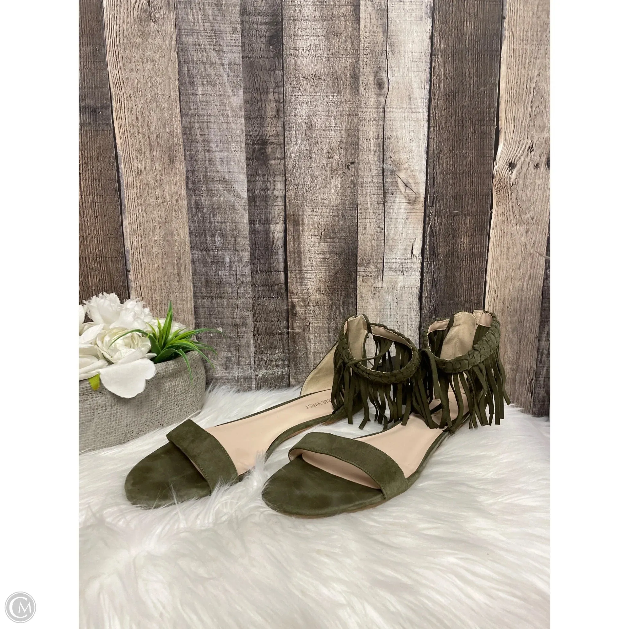 Sandals Flats By Nine West In Green, Size: 11