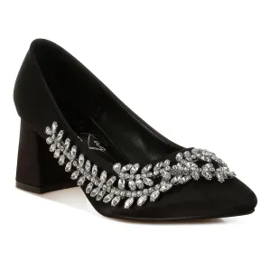 Satin Diamante Embellished Pumps