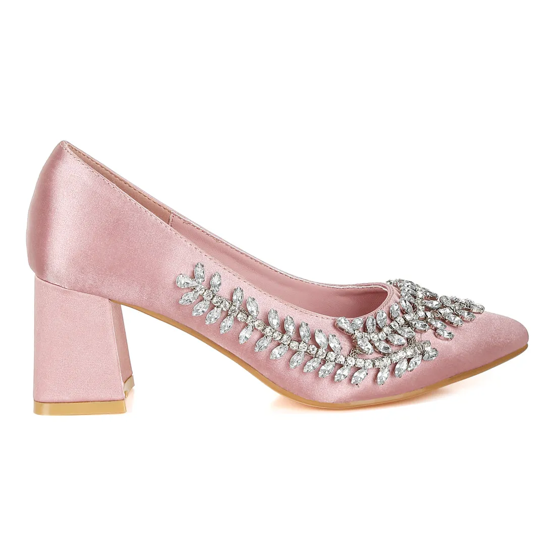 Satin Diamante Embellished Pumps