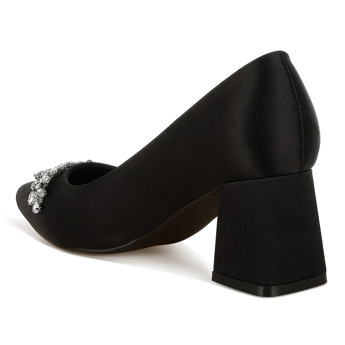 Satin Diamante Embellished Pumps