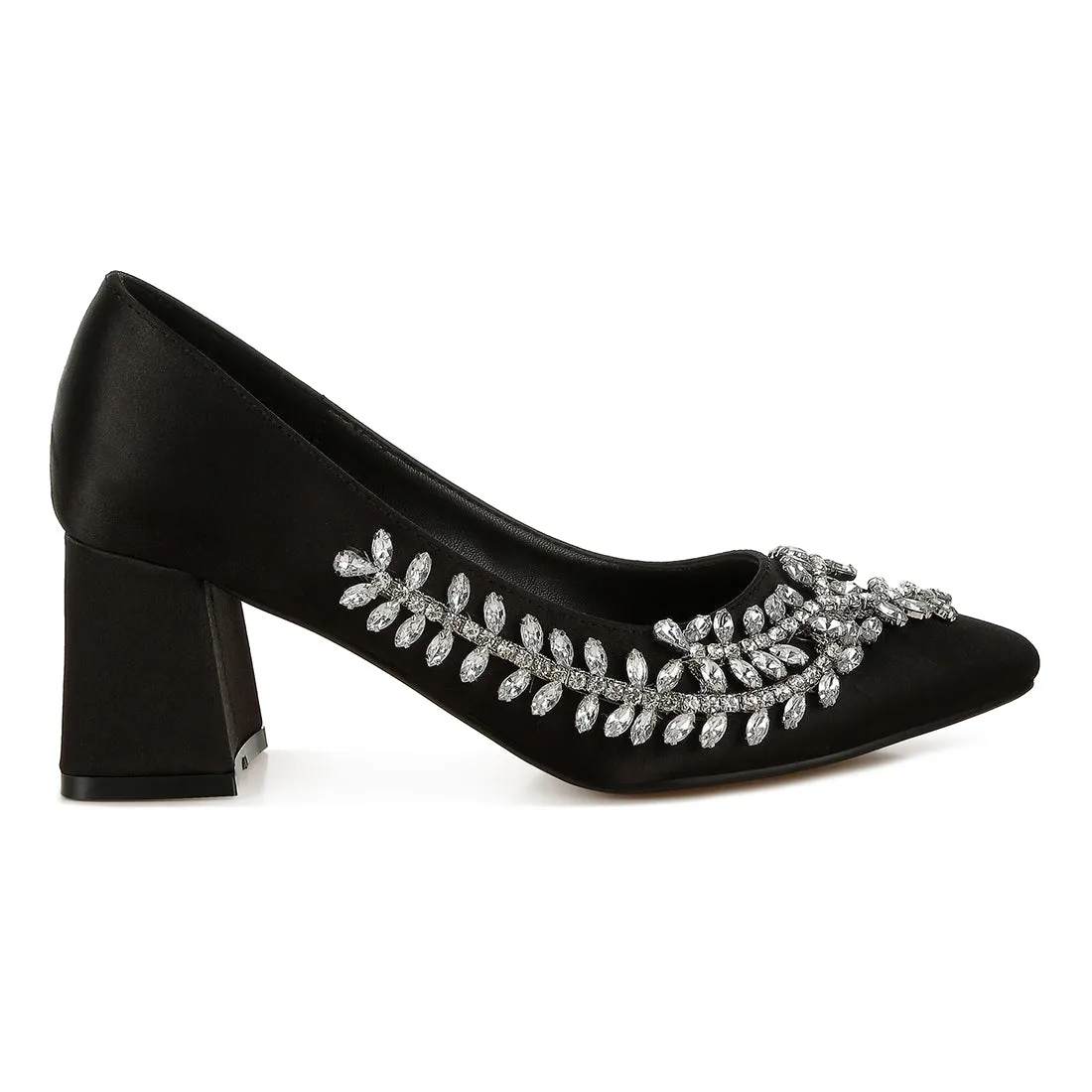 Satin Diamante Embellished Pumps