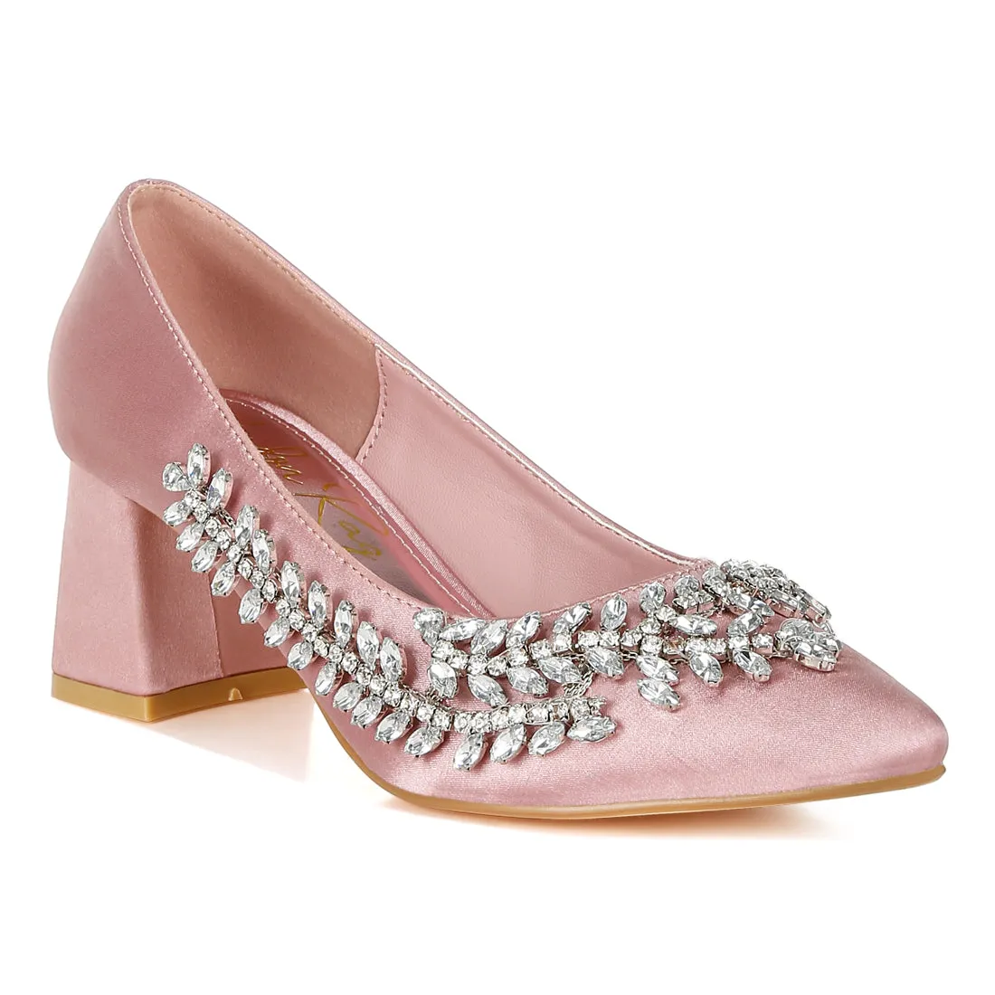 Satin Diamante Embellished Pumps