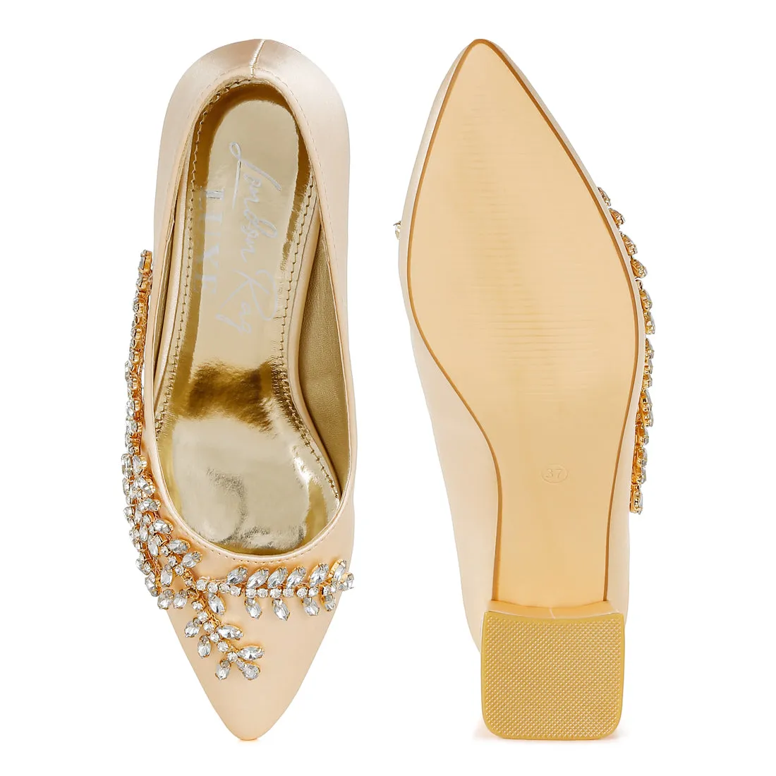 Satin Diamante Embellished Pumps