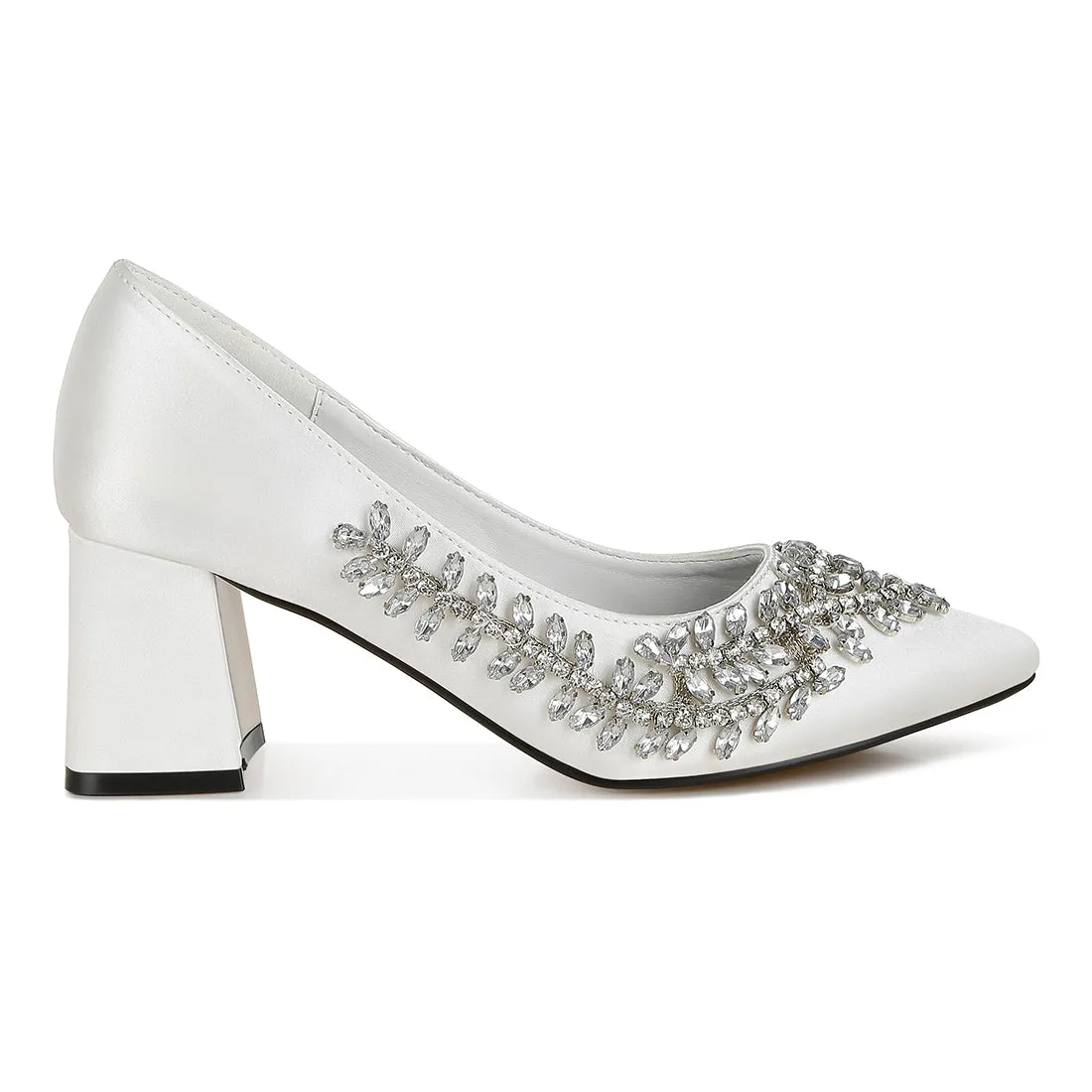 Satin Diamante Embellished Pumps