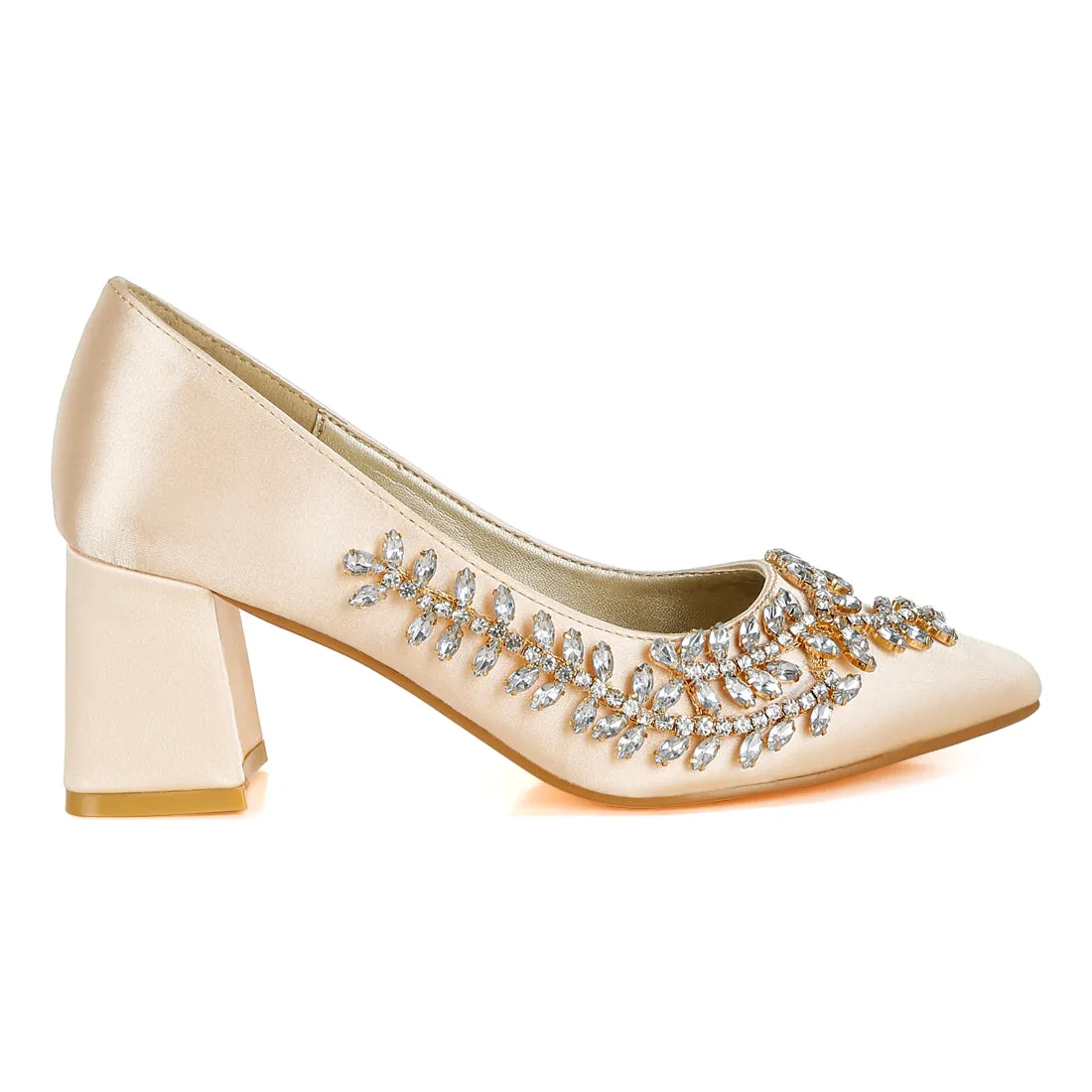 Satin Diamante Embellished Pumps