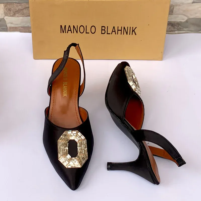 Satin Slingback Rhinestone Pumps Heels Sandals #10113 #22