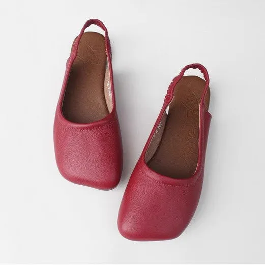 Square Toe Comfortable Sandals Flat Handmade Shoes