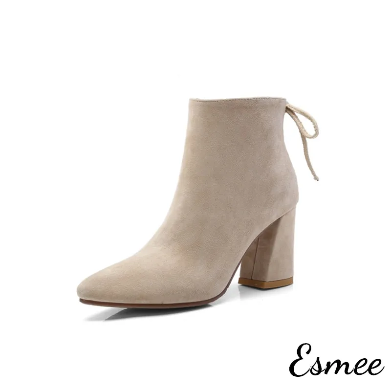 Suede Ankle Boots with Block Heels