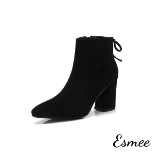 Suede Ankle Boots with Block Heels
