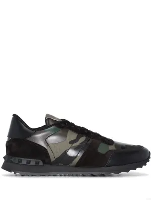 Valentino Garavani Rockrunner Camouflage fabric and nappa leather sneaker.