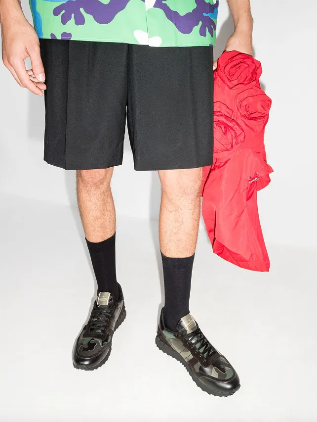 Valentino Garavani Rockrunner Camouflage fabric and nappa leather sneaker.