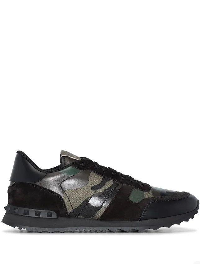 Valentino Garavani Rockrunner Camouflage fabric and nappa leather sneaker.