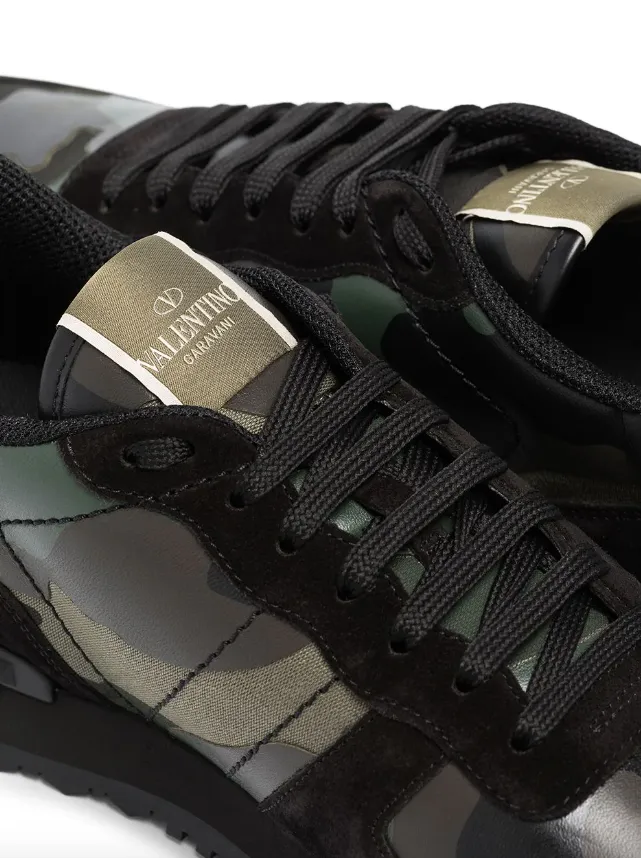 Valentino Garavani Rockrunner Camouflage fabric and nappa leather sneaker.