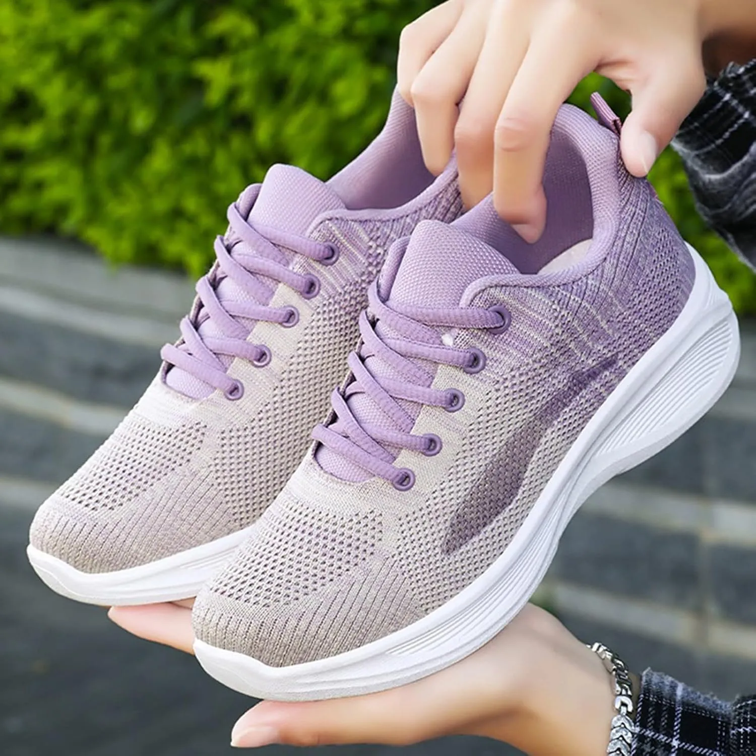 Woman Tennis Shoes Breathable Casual Fashion Lace Up Mesh Athletic Shoes Non Slip Walking Running Workout Sneakers