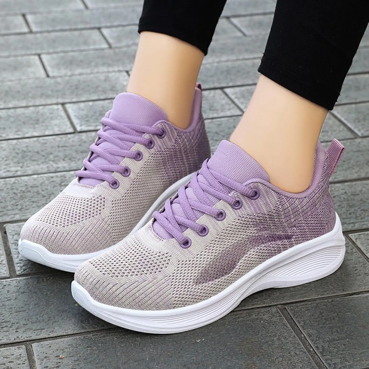 Woman Tennis Shoes Breathable Casual Fashion Lace Up Mesh Athletic Shoes Non Slip Walking Running Workout Sneakers
