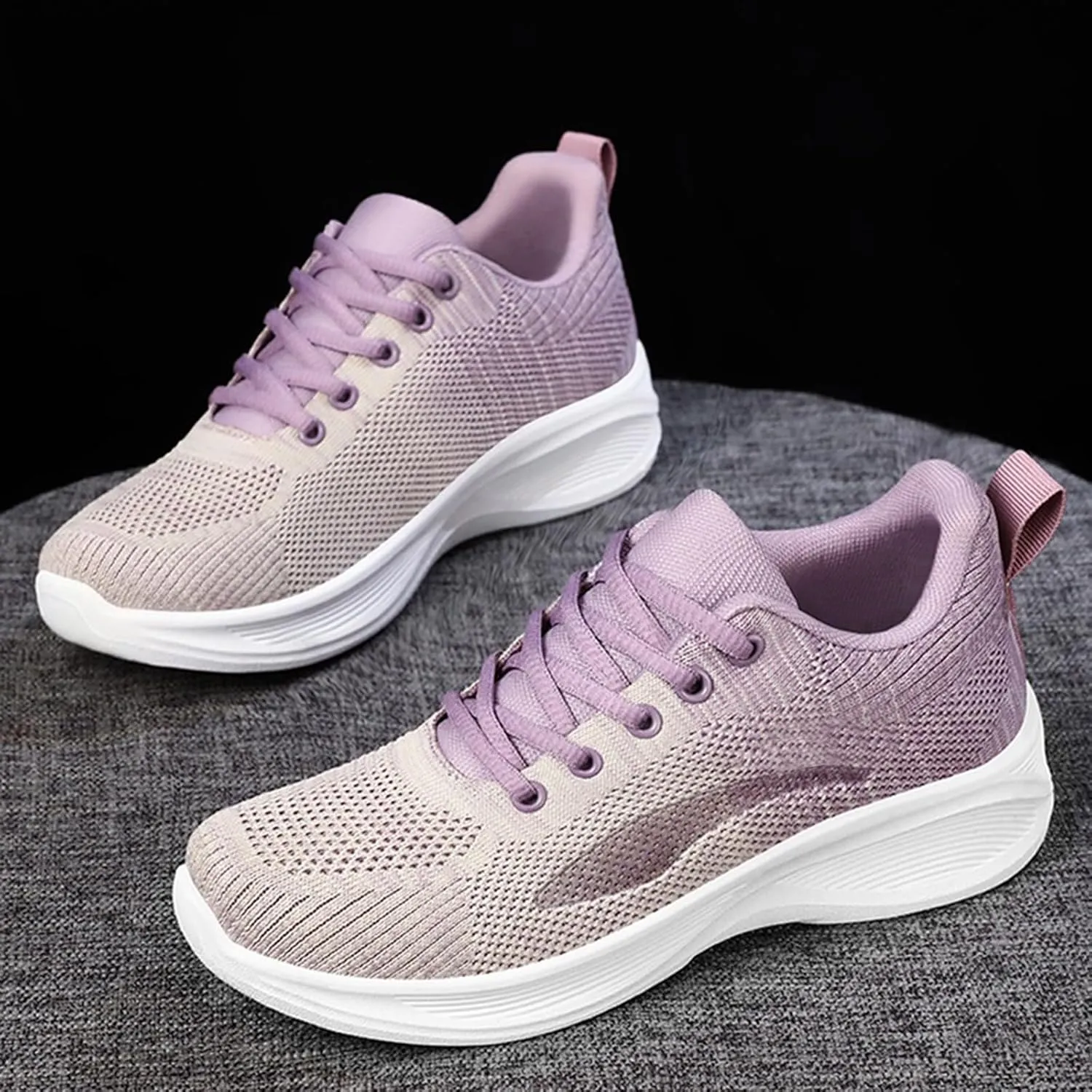 Woman Tennis Shoes Breathable Casual Fashion Lace Up Mesh Athletic Shoes Non Slip Walking Running Workout Sneakers