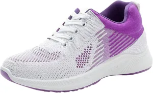 Womens Running Sneakers Breathable Flying Woven Lace Up Walking Shoes Summer Casual Non Slip Outdoor Sports Shoes
