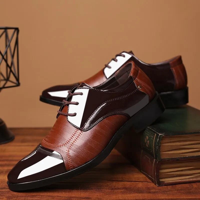 Yeknu Size 38-48 Classic Business Formal Men Oxford Comfortable PU Leather Wedding Suits Breathable Low Top Shoes 16-8810