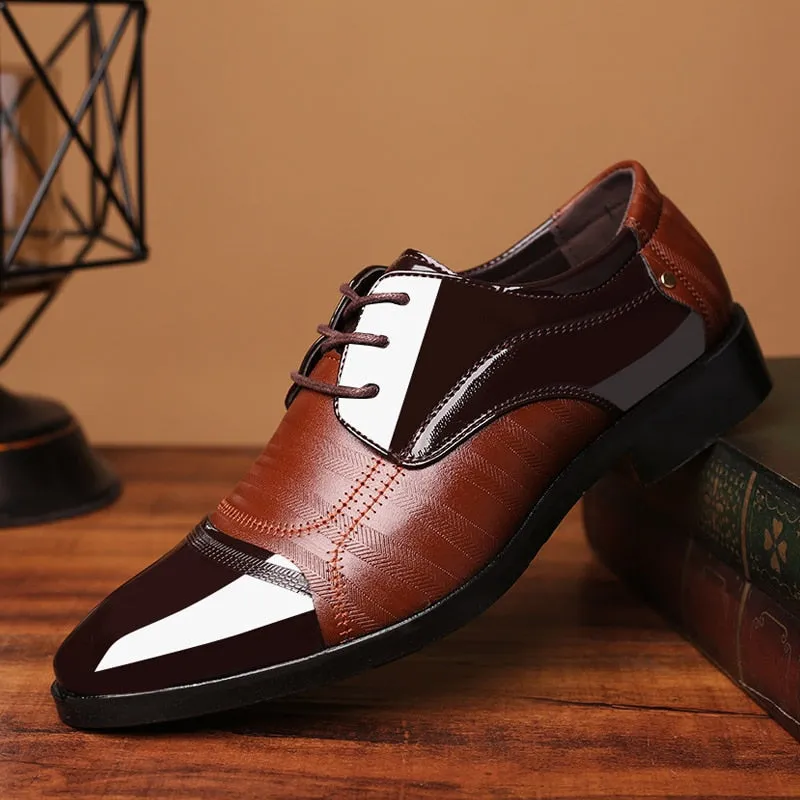 Yeknu Size 38-48 Classic Business Formal Men Oxford Comfortable PU Leather Wedding Suits Breathable Low Top Shoes 16-8810