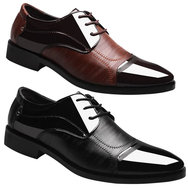 Yeknu Size 38-48 Classic Business Formal Men Oxford Comfortable PU Leather Wedding Suits Breathable Low Top Shoes 16-8810