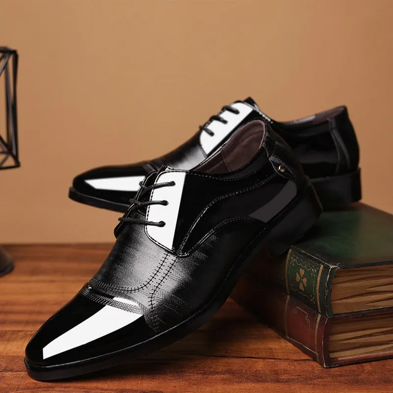 Yeknu Size 38-48 Classic Business Formal Men Oxford Comfortable PU Leather Wedding Suits Breathable Low Top Shoes 16-8810